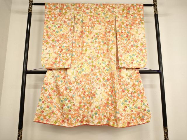 平和屋着物[]七五三　女の子　7歳　祝着　四つ身　割付花文　三越扱い　逸品　AABD1819ja（楽天・平和屋）
