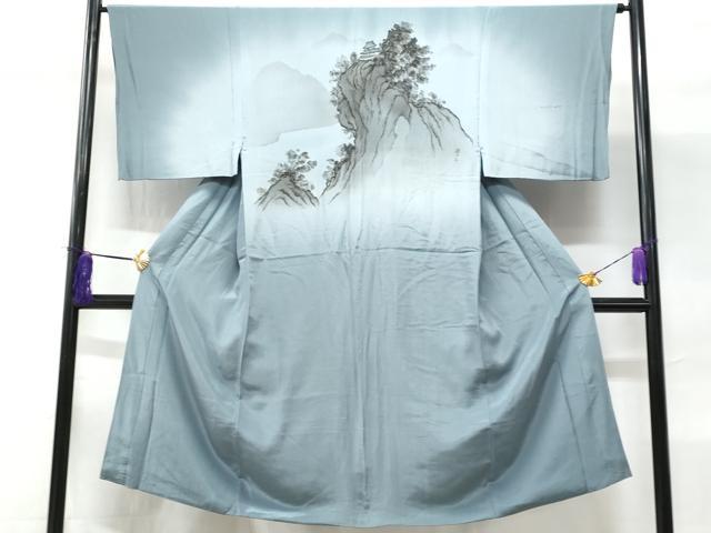 Full-Length Under-Kimono - 平和屋着物■男性　長襦袢　袷　風景文　金彩　正絹　逸品　CABD1784fb