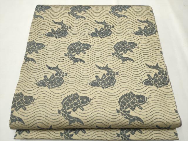 平和屋着物●全通柄袋帯 紬地 荒磯 正絹 逸品 未使用 CAAT8359hy