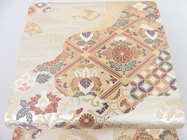 平和屋着物■六通柄袋帯　道長能装典稚文　金糸　逸品　sf4464