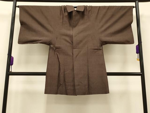 平和屋着物#男性 和装コート 紬地 霞文 ロング丈 正絹 逸品 CAAT5794id