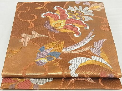 平和屋着物■六通柄袋帯 唐織 道長唐草文 金糸 正絹 逸品 A-hg374 平和屋着物■六通柄袋帯 唐織 道長唐草文 金糸 正絹 逸品 A-hg374