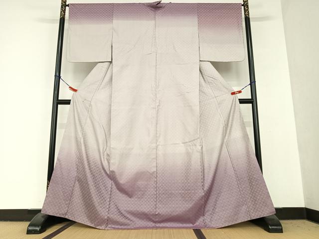 平和屋着物●日本工芸会正会員　秋山眞和　綾の手紬　手織　訪問着　花織　暈し染め　正絹　逸品　AAAU8083zg