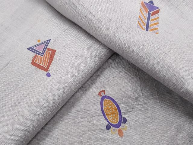 乐天商城 - 平和屋着物●上質な小紋　紬地　型染め　吉祥文　正絹　逸品　CAAS9372th