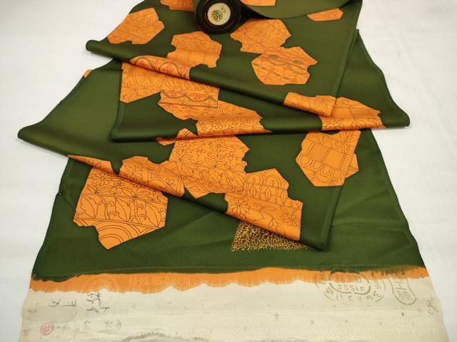 Roll Of Cloth - 平和屋着物▼羽織・コート　反物　羽尺　破れ亀甲花文　逸品　未使用　DABC1802zzz