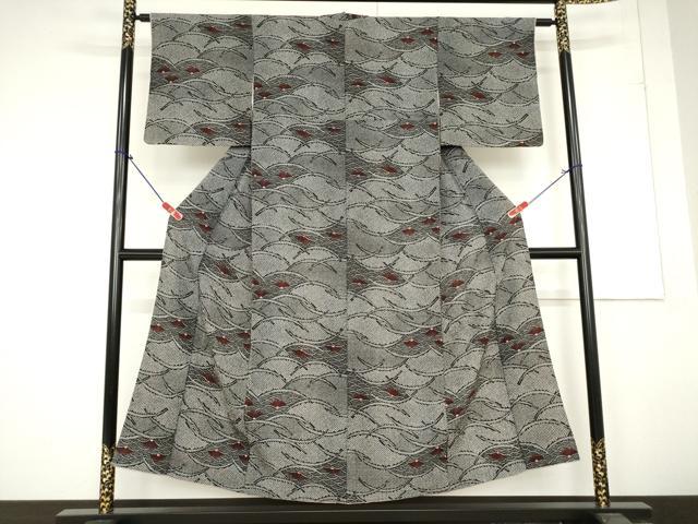 平和屋着物■小紋　芝草青海波　洗える着物　AAAW3801ma