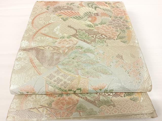 平和屋着物◎900織特選佐賀錦　六通柄袋帯　花鳥文　金銀糸　正絹　逸品　AABA2029yx