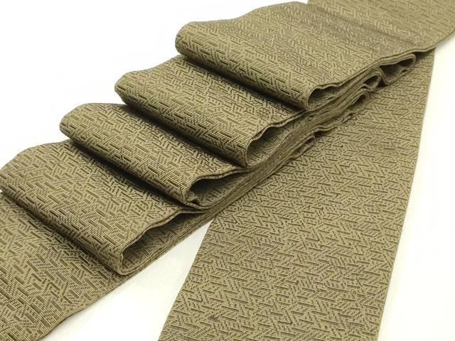 平和屋着物●男性　本場筑前博多織　角帯　抽象文様　海松茶色　正絹　逸品　未使用　DAAY0205ob