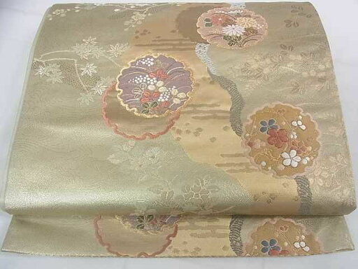 平和屋着物◎六通柄袋帯 唐織 雪輪芝文 金糸 逸品 DAAE9412ar 平和屋着物◎六通柄袋帯 唐織 雪輪芝文 金糸 逸品 DAAE9412ar