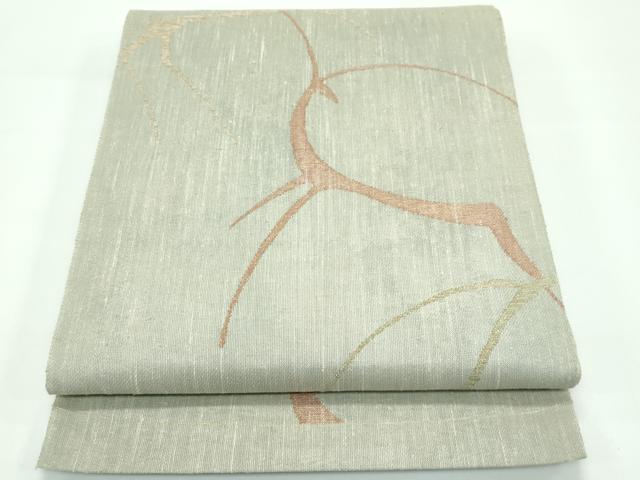 平和屋着物■極上　スリーシーズン　春夏秋　六通柄袋帯　紬地　動物文　金糸　逸品　CZAA3467s5