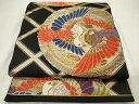平和屋着物◎六通柄袋帯 唐織 向かい鳳凰文 黒地 金銀糸 正絹 逸品 CAAU7774in