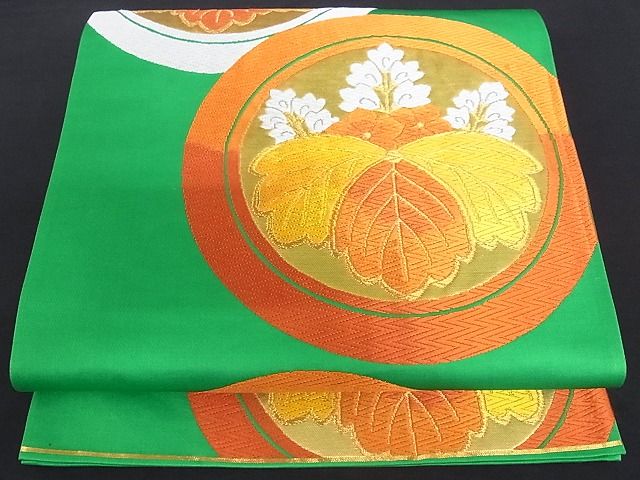 平和屋着物■六通柄袋帯　唐織　桐　金糸　正絹　逸品　A-uw1952