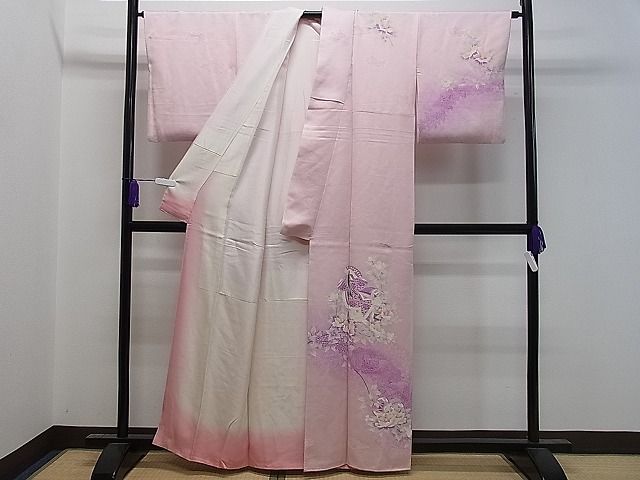 平和屋着物■訪問着　十二単　風景花文　暈し染め　銀彩　逸品　CAAE7912gh