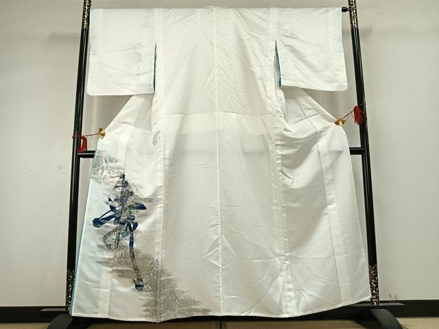 Full-Length Under-Kimono - 平和屋着物▽訪問着　単衣　舞　銀彩　洗える着物　AABD0429fy