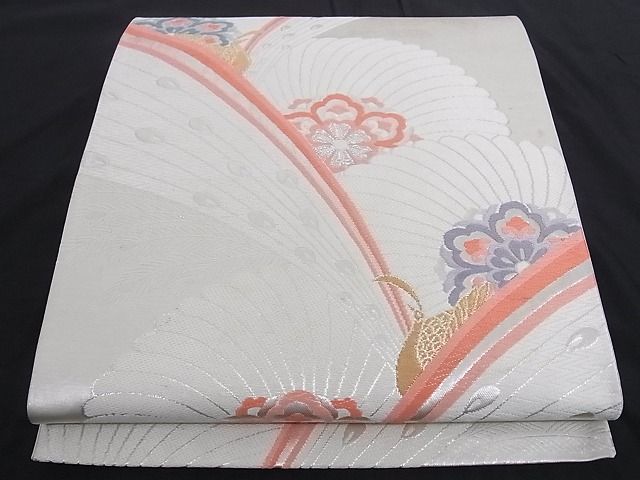 平和屋着物■六通柄袋帯　唐織　孔雀花文　金銀糸　正絹　逸品　A-az4552