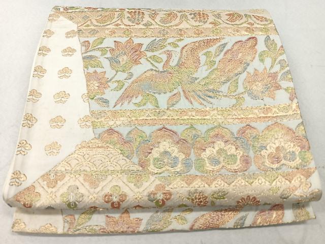 平和屋着物◎六通柄袋帯　更紗花鳥文　金糸　正絹　逸品　CAAU7254nb