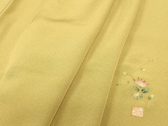 平和屋着物■上質な色無地　作家物　黄朽葉色　正絹　逸品　DABC0849qa