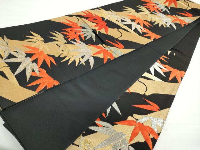 平和屋の平和屋着物◎六通柄袋帯 笹竹文 黒地 金銀糸 正絹 逸品 DABF1058ud｜アングル3