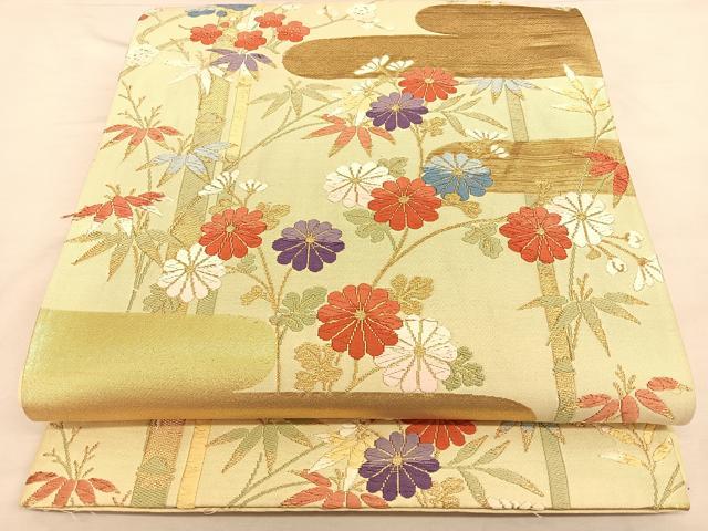 Rakuten - 平和屋着物◎六通柄袋帯　唐織　エ霞草花文　金糸　正絹　逸品　BAAW7282qw