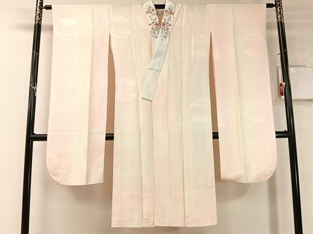 平和屋着物▼振袖用長襦袢　無双仕立て　花毬地紋　暈し染め　半衿刺繍　正絹　逸品　CABC9932vp