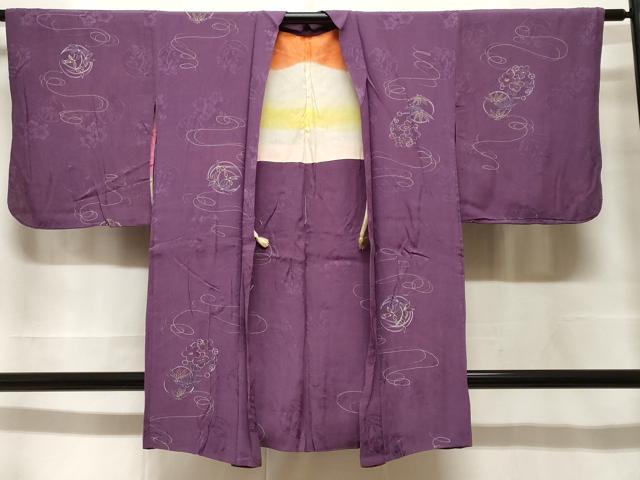 平和屋着物＃長羽織刺繍笹梅丸文正絹...