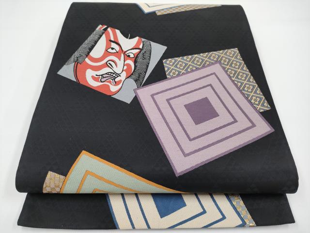 平和屋着物■極上　六通柄袋帯　唐織　歌舞伎　黒地　金糸　逸品　CYAA3156s5