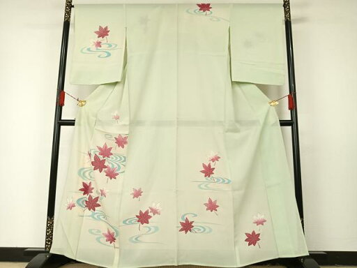 平和屋着物*夏物 訪問着 絽 楓文 暈し染め 銀彩 正絹 逸品 AAAT8431oa 平和屋着物*夏物 訪問着 絽 楓文 暈し染め 銀彩 正絹 逸品 AAAT8431oa