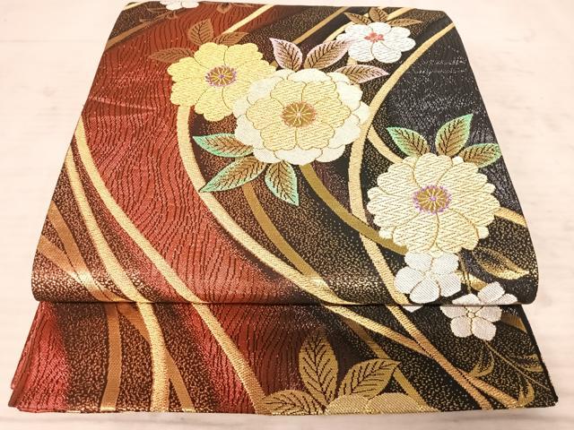 平和屋着物◎六通柄袋帯　舞花文　金糸　正絹　逸品　AAAZ2158yx
