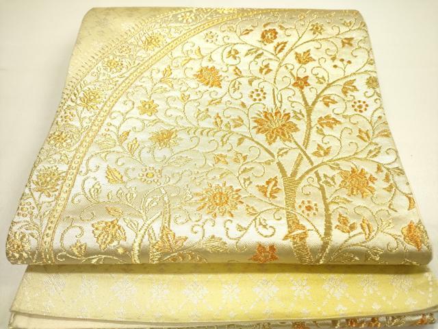平和屋着物◎太鼓柄袋帯　枝花文　金銀糸　正絹　逸品　DAAY2415op