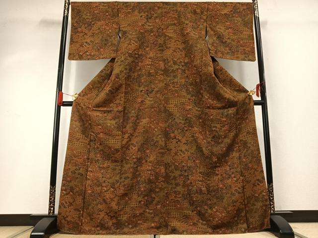 平和屋着物■上質な小紋　風景花文　正絹　逸品　未使用　AABG1663fy