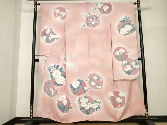 Full-Length Under-Kimono - 平和屋着物●豪華振袖　手描き　花丸文　暈し染め　正絹　逸品　AABH7040ck