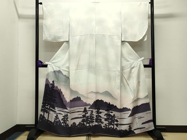Rakuten - 平和屋着物■色留訪問着　作家物　遠山風景文　暈し染め　正絹　逸品　CABG4330gh