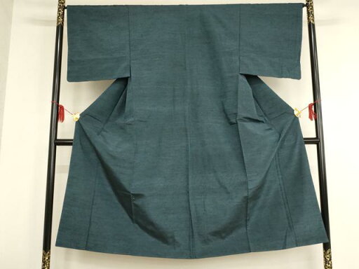 平和屋着物■男性 紬 色無地 高麗納戸色 正絹 逸品 AAAQ3916ja 平和屋着物■男性 紬 色無地 高麗納戸色 正絹 逸品 AAAQ3916ja