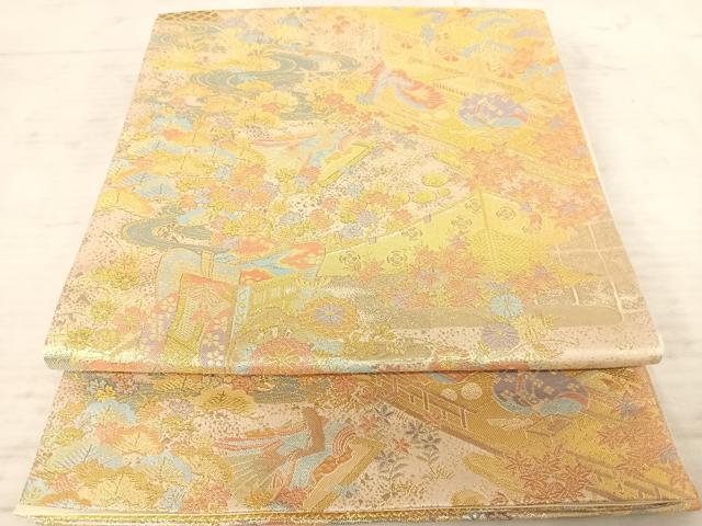 平和屋着物◎六通柄袋帯　万巻錦　金糸　正絹　逸品　AAAW8971yx