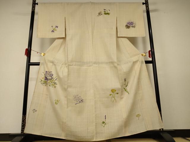 Rakuten - 平和屋着物＊夏物　訪問着　紗紬　草花文　正絹　逸品　AABD8968jd
