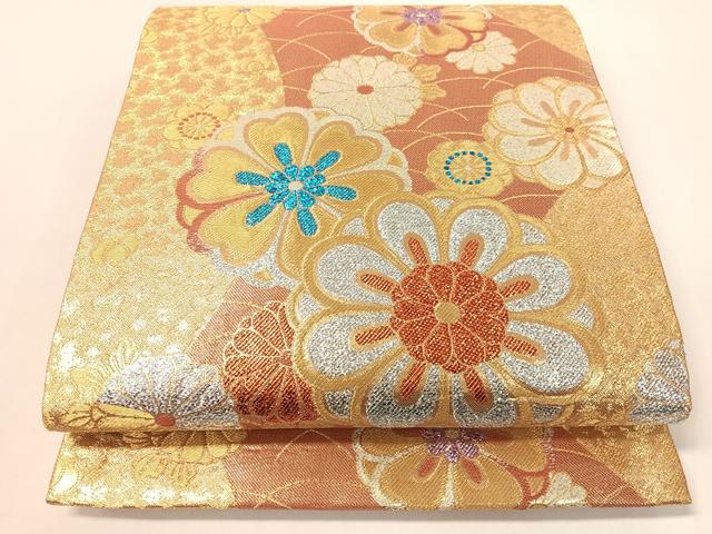 平和屋着物▼佐賀錦　六通柄袋帯　舞花文　金銀糸　正絹　逸品　CAAY7011vp