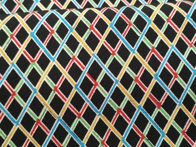 平和屋着物■上質な小紋　菱文　黒地　正絹　逸品　CABC3830fb