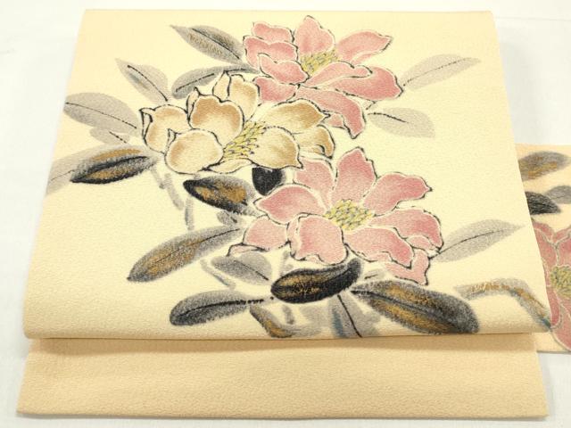 平和屋着物○京友禅作家 山科春宣 九寸名古屋帯 手描き 草花