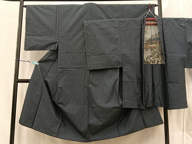 平和屋着物■男性 本場大島紬 アンサンブル 幾何学文様 正絹 逸品 BAAQ4673du