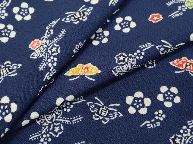 平和屋着物●上質な小紋 型染め 花蝶文 正絹 逸品 DAAM1374ud