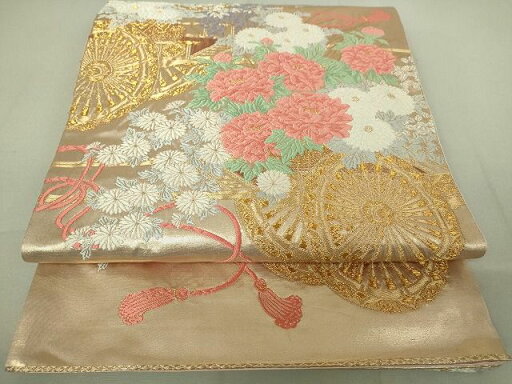 平和屋着物◎六通柄袋帯 唐織 花車文 金糸 逸品 DAAH9096mz 平和屋着物◎六通柄袋帯 唐織 花車文 金糸 逸品 DAAH9096mz