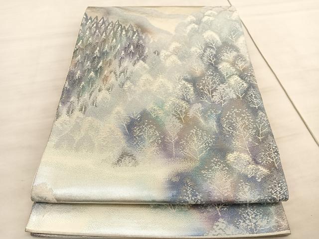 平和屋着物◎六通柄袋帯　奥嵯峨　銀糸　正絹　逸品　BAAV5969hv