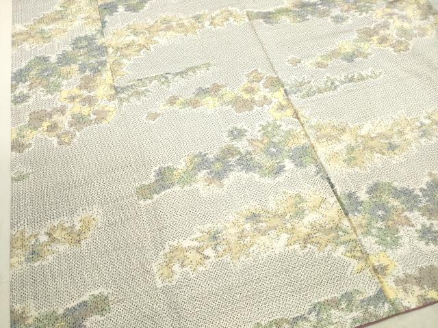 平和屋着物■上質な紬　草花文　正絹　逸品　DAAV2091xg