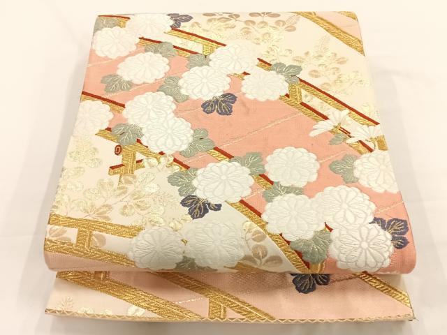 平和屋着物◎六通柄袋帯　唐織　錦繍　渡橋花文　金糸　正絹　逸品　AAAP0401wt