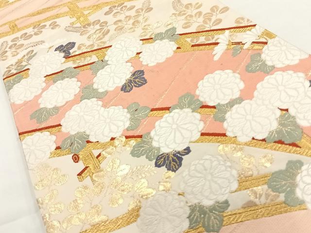 平和屋着物◎六通柄袋帯　唐織　錦繍　渡橋花文　金糸　正絹　逸品　AAAP0401wt