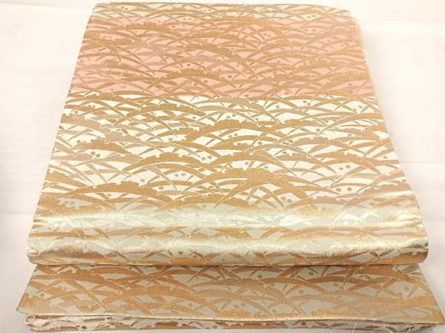 平和屋着物◎六通柄袋帯　八雲綴　雪芝文　金糸　正絹　逸品　AABE3695yx