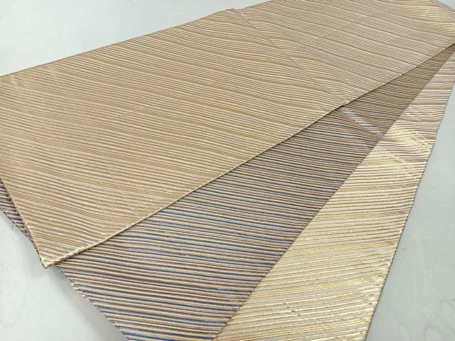 平和屋着物◎佐賀錦　両面　全通柄袋帯　紗縞　金銀糸　正絹　逸品　CAAU7262nb