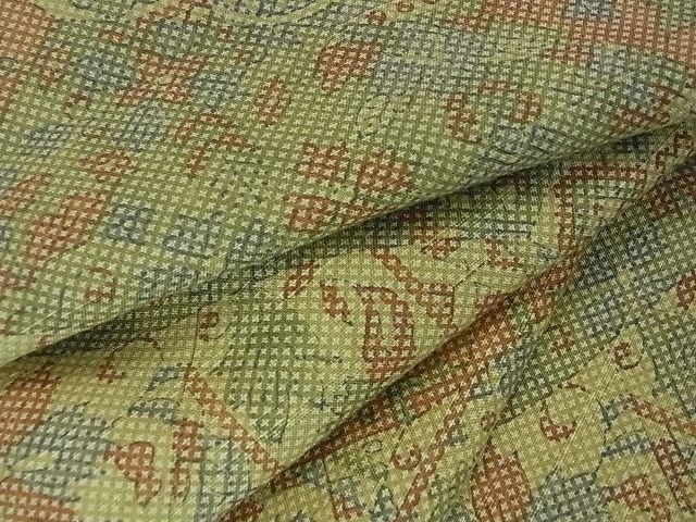 平和屋着物■上質な紬 更紗花文 逸品 rt2081