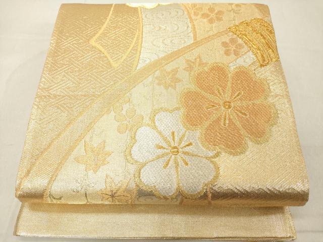 平和屋着物◎佐賀錦　西陣　六通柄袋帯　束ね熨斗舞花文　金銀糸　正絹　逸品　DABA5339cd