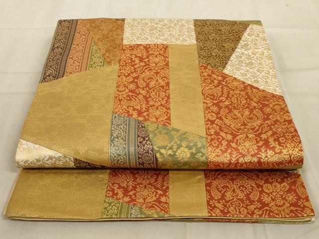 Rakuten - 平和屋着物◎六通柄袋帯　切嵌　更紗花文　金糸　正絹　逸品　AABD3750ou